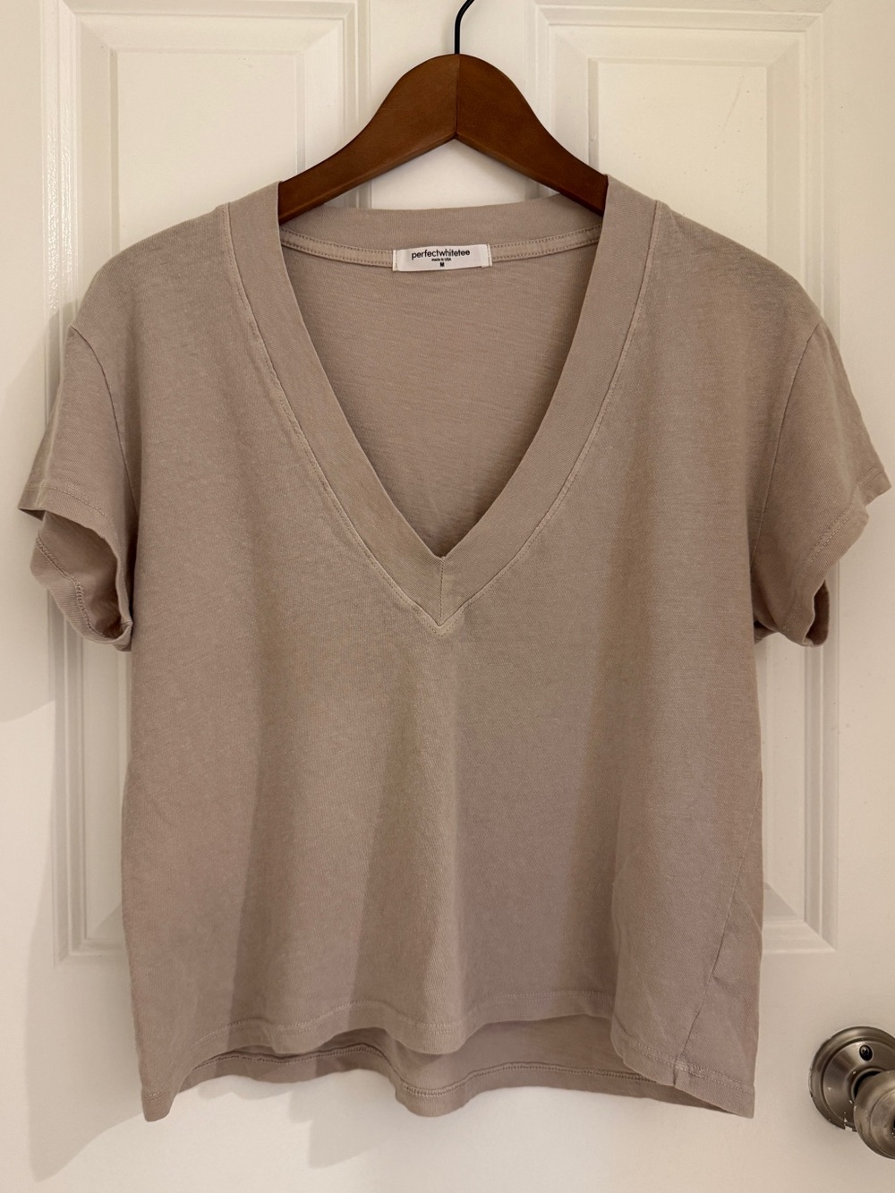 perfectwhitetee alanis recycled cotton v neck tee